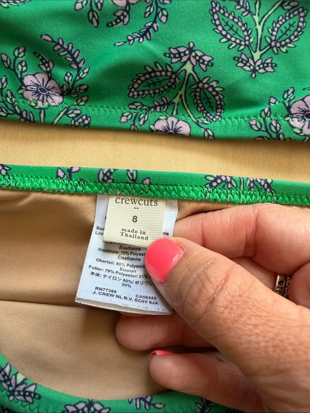 Crewcuts Green Floral Bikini Bathing Suit Size 8